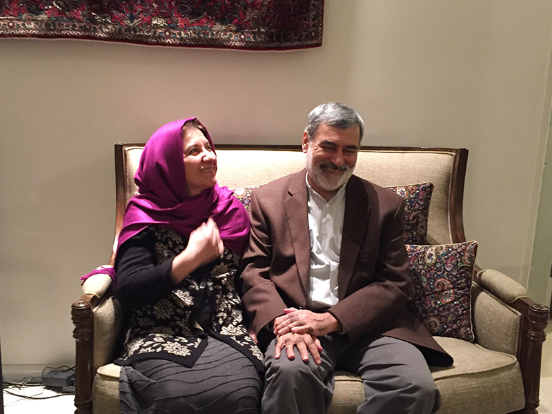 Zahra “Nikoo” Roodi and her husband Mohsen Kadivar talk in their Chapel Hill, N.C., home late Feb. 16, 2017. RNS photo by Yonat Shimron.