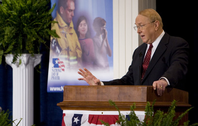 (RNS5-MAY07) James Dobson, founder of Focus on the Family, speaks at a National Day of Prayer Task Force event in the Cannon House Building on Thursday, May 7, 2009 in Washington, D.C. For use with RNS-PRAY-DAY, transmitted May 7, 2009. Religion News Service photo by David Jolkovski 