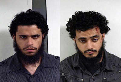 (RNS1-JUNE17) Carlos Eduardo Almonte, left, and Mohamed Mahmood Alessa, right, were arrested June 5 at New York's John F. Kennedy International Airport on charges of conspiring to commit acts of terror abroad. The men were arrested after their families cooperated with law enforcement officials. For use with RNS-TERROR-FAMILIES, transmitted June 17, 2010. RNS photo courtesy U.S. Marshals Service, via The Star-Ledger. 