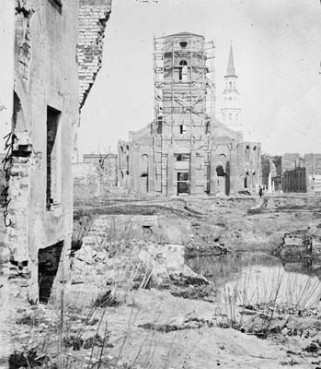 (RNS2-JUL21) The Civil War ripped apart and destroyed many churches like this one in Charleston, S.C. Some Christians worry that the debate over homosexuality will break churches apart in a figurative sense. For use with RNS-BIBLE-SLAVERY, transmitted July 21, 2010. RNS photo courtesy Library of Congress. 