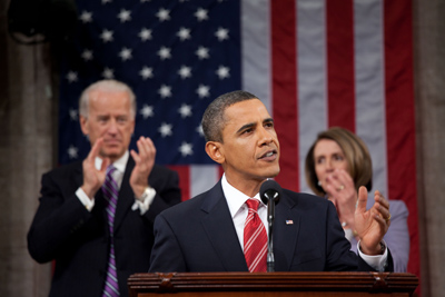 (RNS1-JAN20) President Obama gives his State of the Union address to a joint session of Congress on Jan. 27, 2010. For use with RNS-UNION-POLL, transmitted Jan. 20, 2011. White House photo by Pete Souza. 
