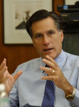 Former Massachusetts Gov. Mitt Romney, a Mormon and potential 2012 presidential candidate.Photo by John Suchocki/The Republican of 
Springfield, Mass. 