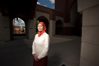 (RNS4-AUG24) Johannah Segarich converted to Islam shortly after 9/11 after wanting to learn more about Islam. She was photographed at the Islamic Society of Boston Cultural Center. For use with RNS-911-CONVERTS, transmitted Aug. 24, 2011. RNS photo by Bryce Vickmark. 
