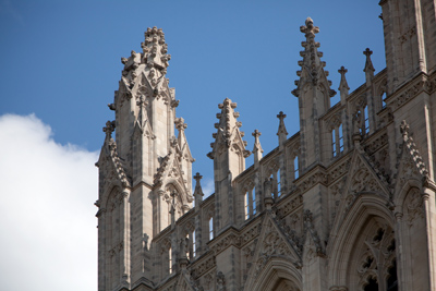 (RNS9-AUG14) A damaged pinnacle is visible atop the central tower of the Washington National Cathedral, which sustained extensive damage during the 5.8-magnitude earthquake that struck central Virginia on Aug. 23, 2011. For use with RNS-CATHEDRAL-DAMAGE, transmitted Aug. 24, 2011. RNS photo by Lauren Pond. 