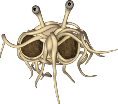 (RNS-AUG12) The Flying Spaghetti Monster, or the chief diety of Pastafarianism, a 