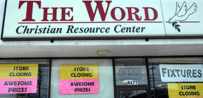 (RNS) The Word Christian Resource Center in Parma Heights, Ohio, closed in 2007 after it couldn't keep up with online sales and big-box retailers. Christian retailers are now asking the Justice Department to investigate price-fixing at Wal-Mart, Target and Amazon.com. Religion News Service photo by Roadell Hickman/The Plain Dealer of Cleveland. 