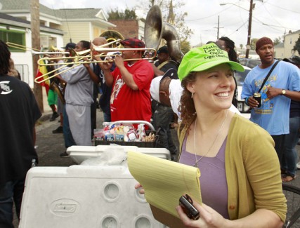 Alison McCrary works with Safe Streets/Strong Communities as legal observer at the city's Sunday brass band parades on her journey to become a Catholic nun. 
 