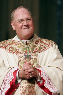 Archbishop Timothy M. Dolan smiles at his Mass of Installation as head of the Roman Catholic Archdiocese of New York at St. Patrick's Cathedral in New York April 15 2009.  