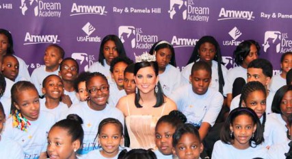 Miss America 2012 Laura Kaeppeler meets with children from the U.S. Dream Academy at their 11th Annual Power of a Dream Gala this year in Washington, D.C. 