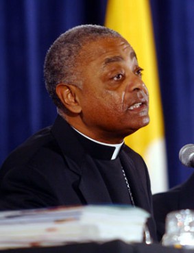 Archbishop Wilton D. Gregory was President of the U.S. Conference of Catholic Bishops when the sexual abuse reforms were discussed 10 years ago.  (2002 photo)  