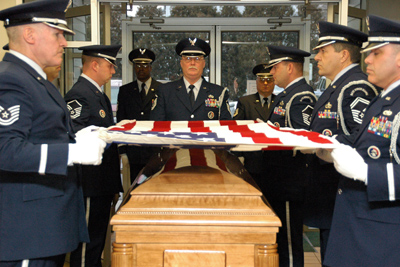 Raymond A. Gress was buried in Michigan as his son, Raymond C. Gress, 
watched the funeral online in Bagdhad (2007). 