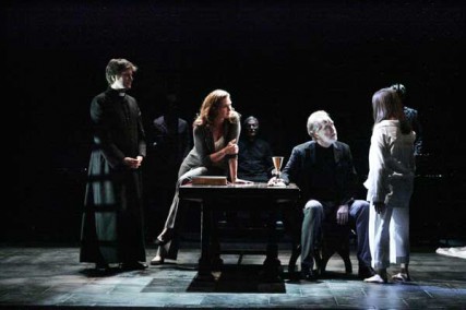 Manoel Felciano, Brooke Shields, Harry Groener and Emily Yetter in the world premiere of John Pielmeier’s The Exorcist at the Geffen Playhouse directed by John Doyle. 