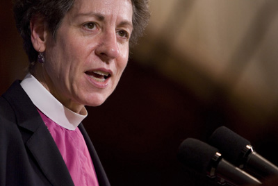 Episcopal Presiding Bishop Katharine Jefferts Schori said Thursday (Nov. 15) that the Diocese of South Carolina can't unilaterally secede from the national church, and urged conservatives to stay despite sharp disputes over theology and homosexuality. 