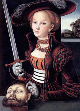 Judith holding the head of Holofernes.