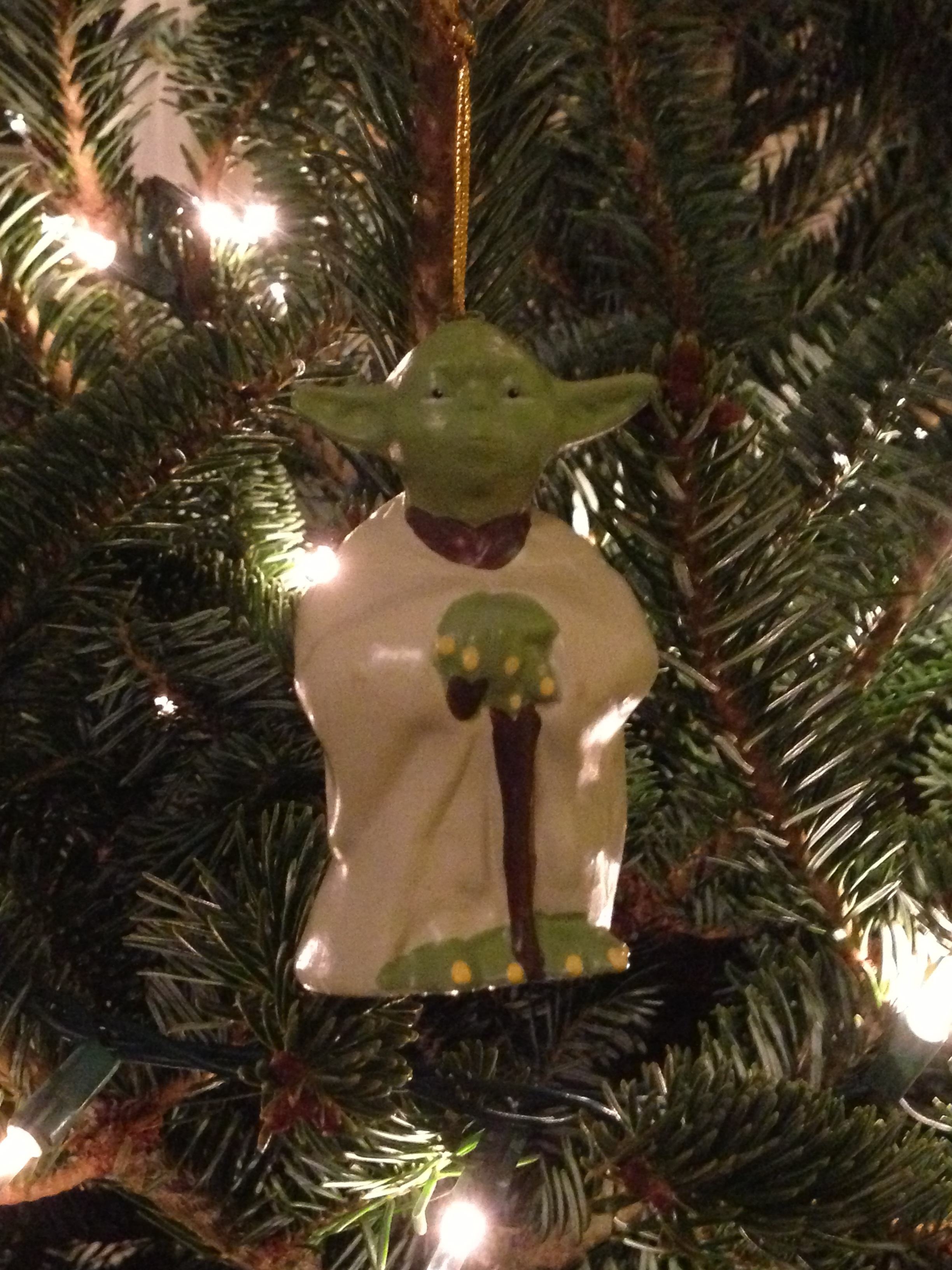 Yoda on Christmas tree left