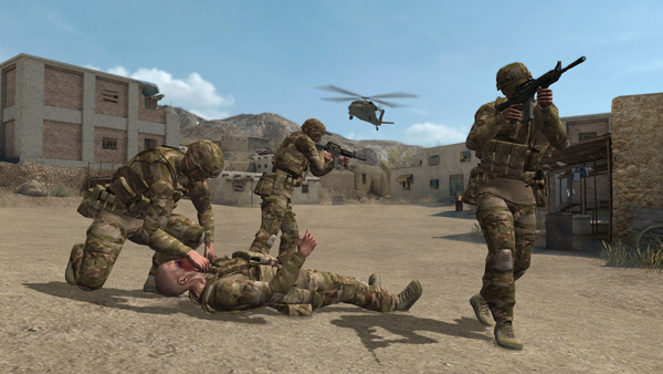 The animated figure on the computer screen moves carefully among the wounded, darting from one fallen figure to another. Trailing the combat medics, the uniformed military chaplain kneels and performs “spiritual triage,” assessing who is dead, who is soon to die, and who is likely to survive. RNS photo courtesy Army Research Laboratory.