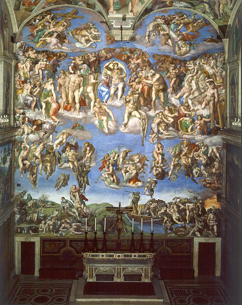 Michelangelo's Last Judgement inside the Sistine Chapel.  RNS photo courtesy Wikimedia Commons / Public Domain (http://bit.ly/156Y0IK)