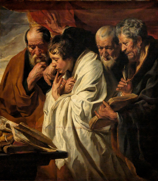 'The Four Evangelists' by Jordaens Louvre circa 1630.  Photo courtesy Wikimedia Commons (http://bit.ly/1717Xsg)