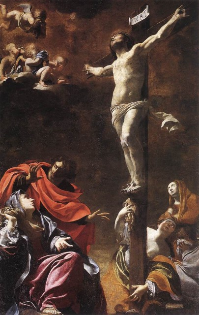 The Crucifixion (1622) by Simon Vouet; Church of Jesus, Genoa, via Wikipedia
