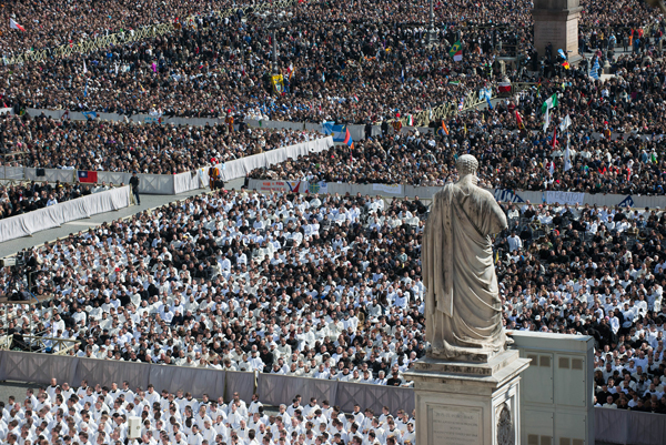 St. Peter's Square during Pope Francis' inaugural Mass on Tuesday (March 19) at the Vatican. RNS photo by Andrea Sabbadini