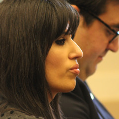 Naghmeh Abedini, wife of imprisoned Iranian-American minister Saeed Abedini, at Capitol Hill hearing on religious minorities in Iran on March 15, 2013. Behind her is her lawyer, Jordan Sekulow, executive director of the American Center for Law and Justice. RNS photo by Adelle M. Banks