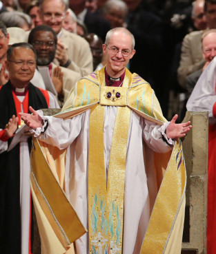 Justin Welby, the 57-year old former oil executive who quit the world of high finance in 1992 to become a priest, was enthroned Thursday (March 21) as the 105th archbishop of Canterbury and spiritual leader of the world's 77 million Anglicans. Photo courtesy Anglican Communion News Service/The Press Association
