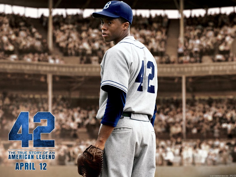 A new film about Jackie Robinson, titled 42 — the number he wore during his historic career — tells the triumphant story of how the Civil Rights icon integrated professional baseball by playing for the Brooklyn Dodgers. Photo courtesy http://42movie.warnerbros.com