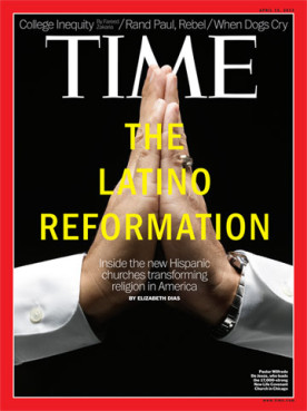 A photo of the Time Magazine cover on Hispanic evangelicals