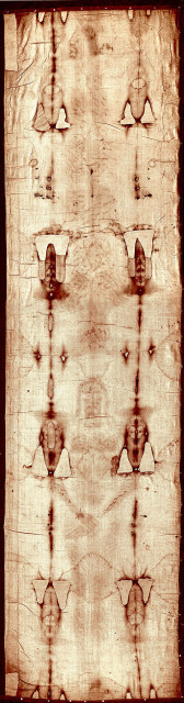 Full-length photograph of the Shroud of Turin which is said to have been the cloth placed on Jesus at the time of his burial. Photo by Giuseppe Enrie, 1931 [Public domain], via Wikimedia Commons (http://bit.ly/10pMAfi)