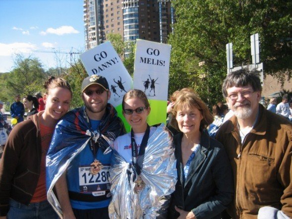 Daniel Burke (second from left) with his wife and family after a race. Photo courtesy Daniel Burke