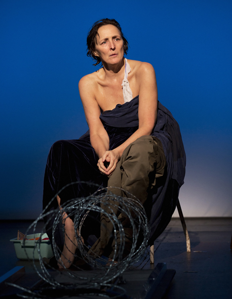 Fiona Shaw in a scene from The Testament of Mary by Colm Tóibín, directed by Deborah Warner.  Photo by Paul Kolnik/courtesy The Testament of Mary production