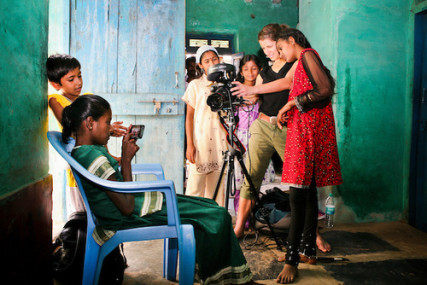 10x10 behind the scenes. Wolrd Vision Drop-in center, India. Photo courtesy the filmmakers