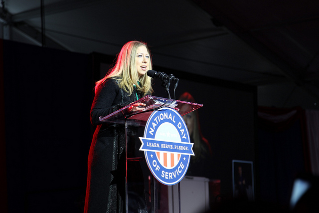 Chelsea Clinton speaks during the National Day of Service, Inaugural Weekend 2013. Photo courtesy Avelino Maestas via Flickr (http://flic.kr/p/dMMPYe)