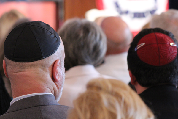 Two yarmulke-wearing attendees took part in the national observance of the National Day of Prayer in Washington on Thursday (May 2). The event on Capitol Hill draws many evangelical Christians. RNS photo by Adelle M. Banks