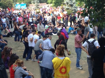 drumming, dancing, at Gezi Park