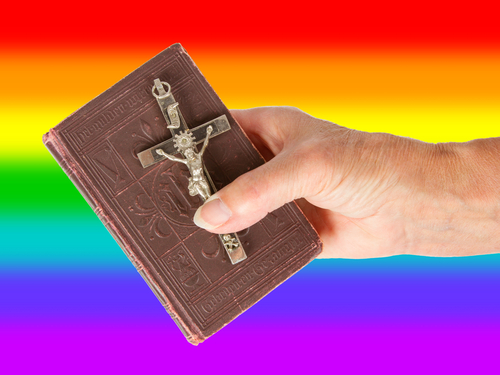 "Nones," Mainline Protestants, and Catholics are still the most likely to support same-sex marriage, but the percentages are up for every religious group. (Shutterstock.com/ http://tinyurl.com/kvcjeze)