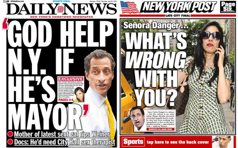 New York tabloid covers, including The New York Daily News' 