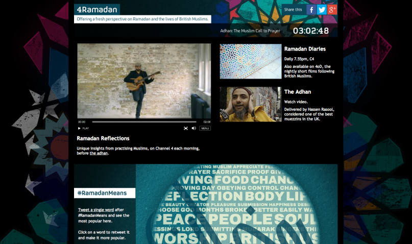 Screenshot of Britain's Channel 4 website dedicated to Ramadan and British Muslims, 4Ramadan.