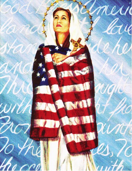 A Star-Spangled Virgin Mary via the Tablet of Brooklyn. 

http://thetablet.org/religious-freedom-under-siege/ 