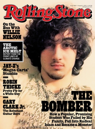 The newest Rolling Stone magazine, featuring the suspected Boston Marathon bomber. Courtesy Rolling Stone.
