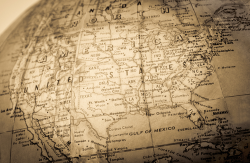 Sepia map of the United States