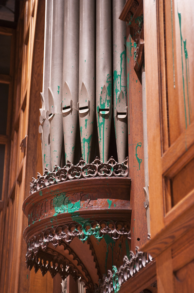 The Bethlehem Chapel and Organ at the Washington National Cathedral were defaced with green paint Monday afternoon. Photo courtesy Washington National Cathedral
