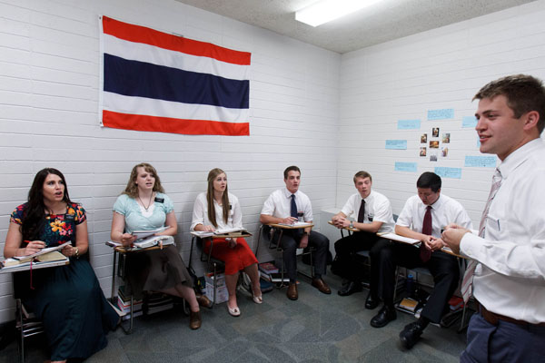 Missionaries learning Thai at the Missionary Training Center of the Church of Jesus Christ of Latter-day Saints in Provo Tuesday June 18, 2013. Aaron Proctor, their teacher, at right. Photo by Trent Nelson  |  The Salt Lake Tribune