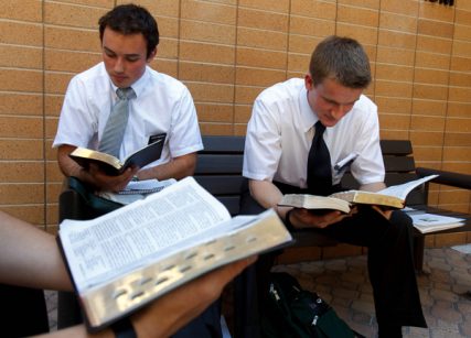 Jared Knighton and Taylor Clark study mormon scriptures at the Missionary Training Center of the Church of Jesus Christ of Latter-day Saints in Provo Tuesday June 18, 2013. Photo by Trent Nelson  |  The Salt Lake Tribune
