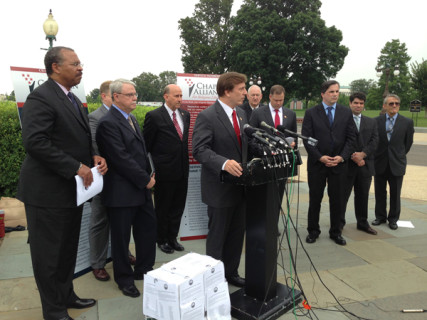 Rep. John Fleming (R-La.) seeks support during a Capitol Hill press conference on July 9 for his military religious freedom amendment, which would protect the religious actions and speech of service members. RNS photo by Corrie Mitchell