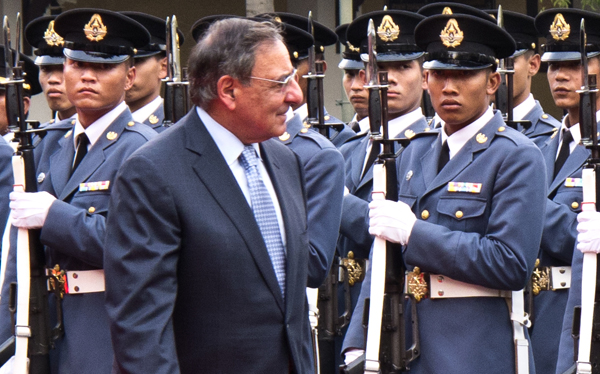 Leon Penetta, then U.S. Secretary of Defense, visiting Thai military officials in Bangkok in November 2011 to sign a 