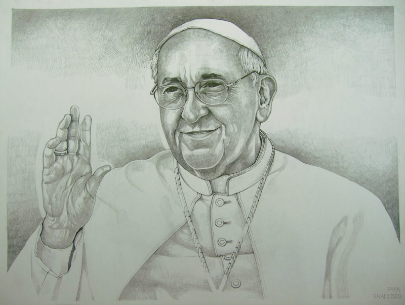 #11 - Pope Francis by Zoltán Marton, Transylvania, Romania (Lead Pencil) - 