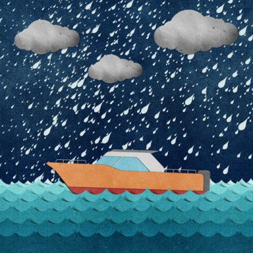 an illustration of a boat in a storm.