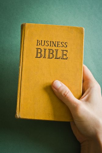 Vintage Business Bible with business commandments and rules