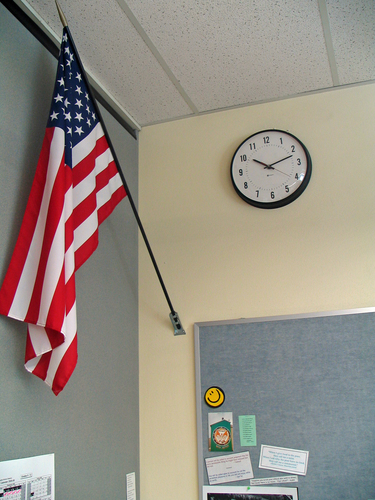 American flag in a school
